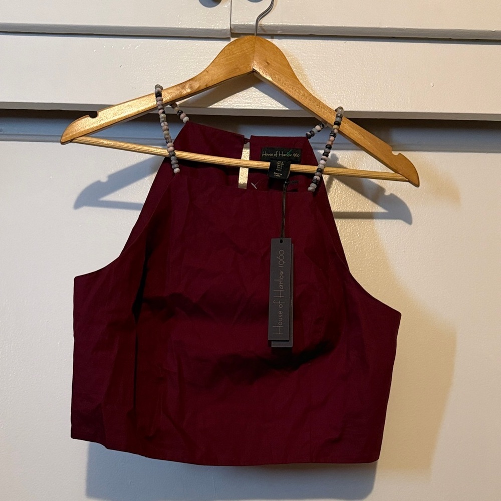 House of Harlow 1960 Wine Halter Crop Top